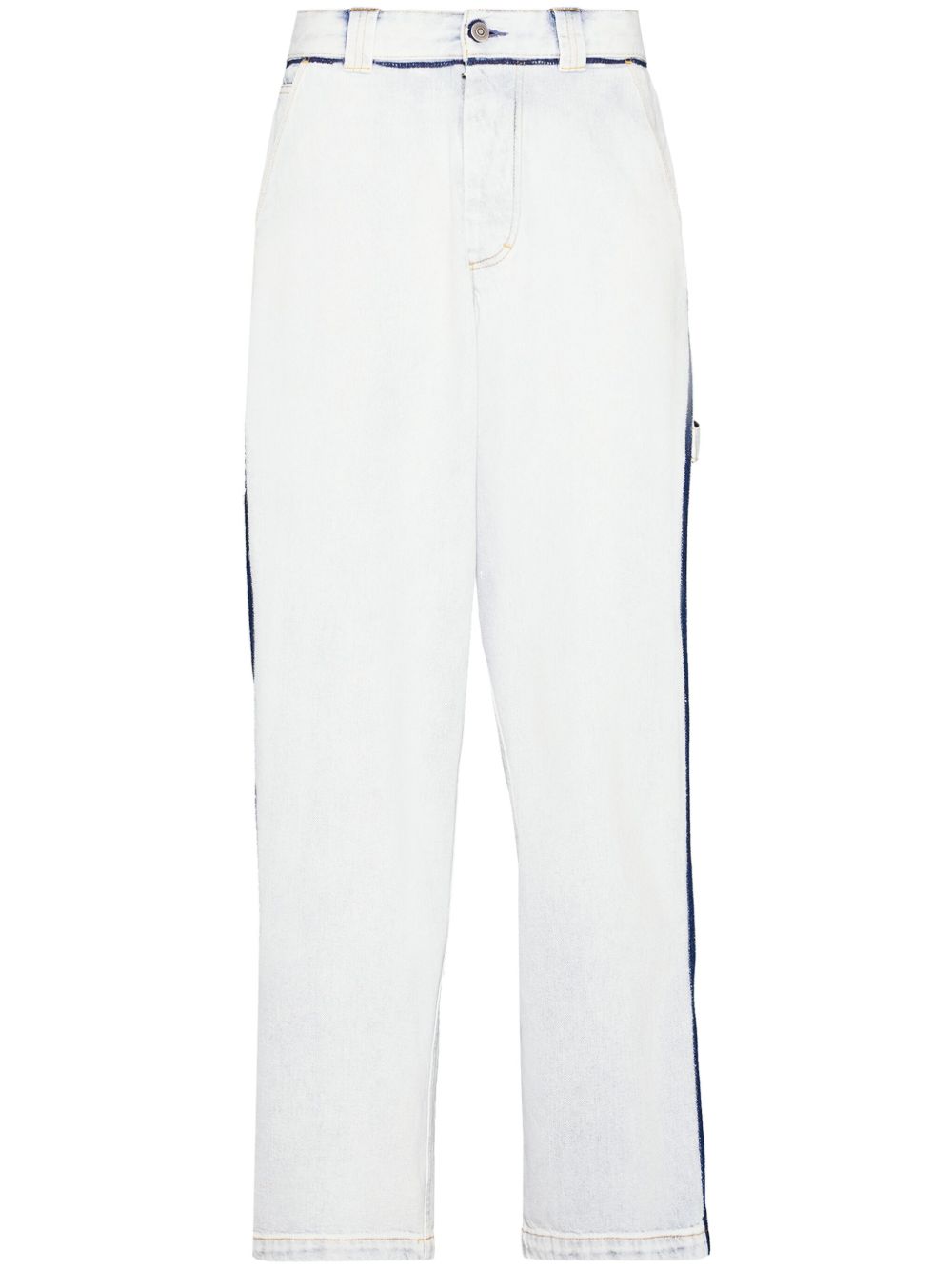 Maison Margiela 对比边饰中腰阔腿牛仔裤 - 蓝色