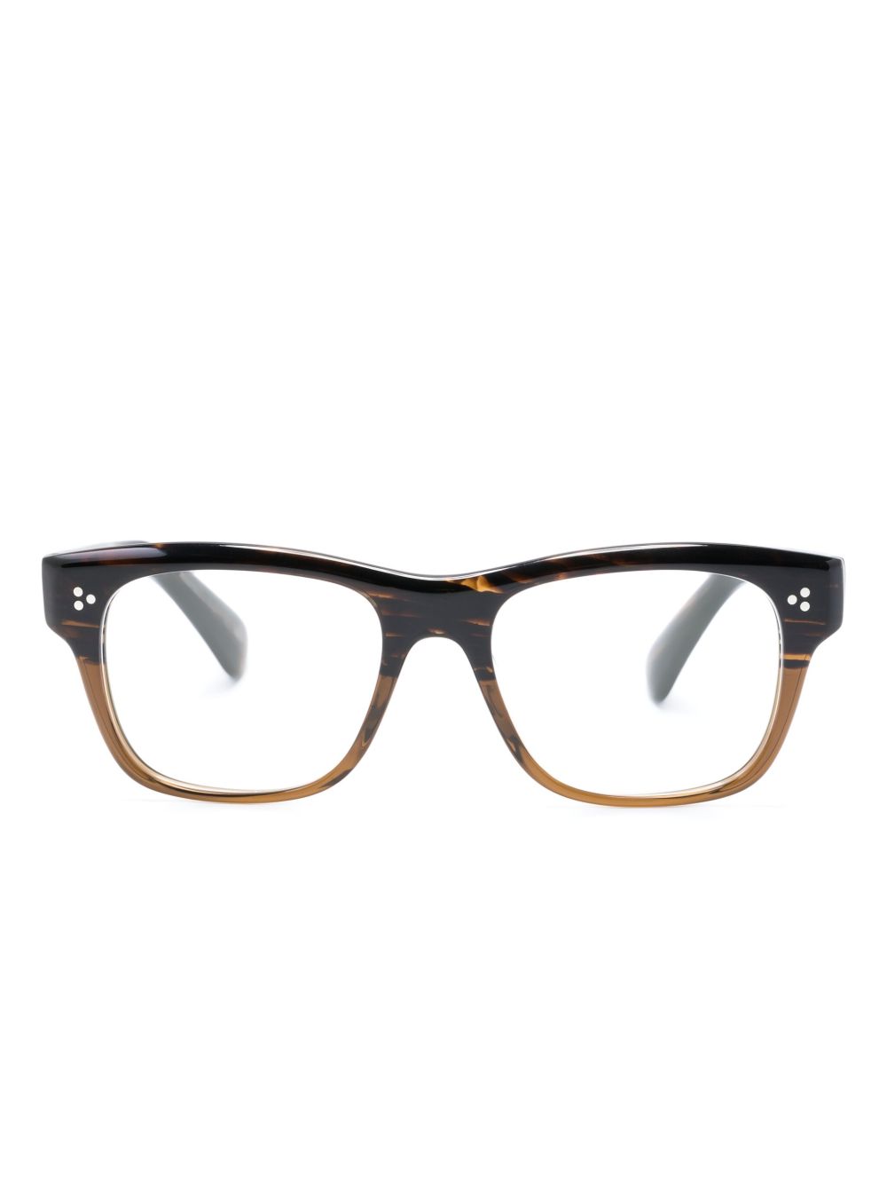 Oliver Peoples Wayfarer 镜框透明斑马纹设计眼镜 - 褐色