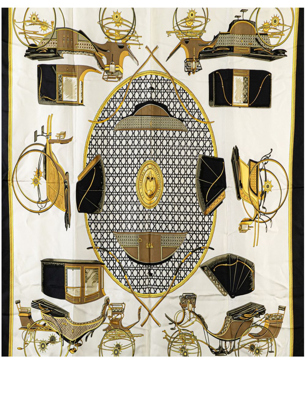 Hermès Pre-Owned Les Voitures A Transformation真丝围巾（1900年代典藏款） - 白色