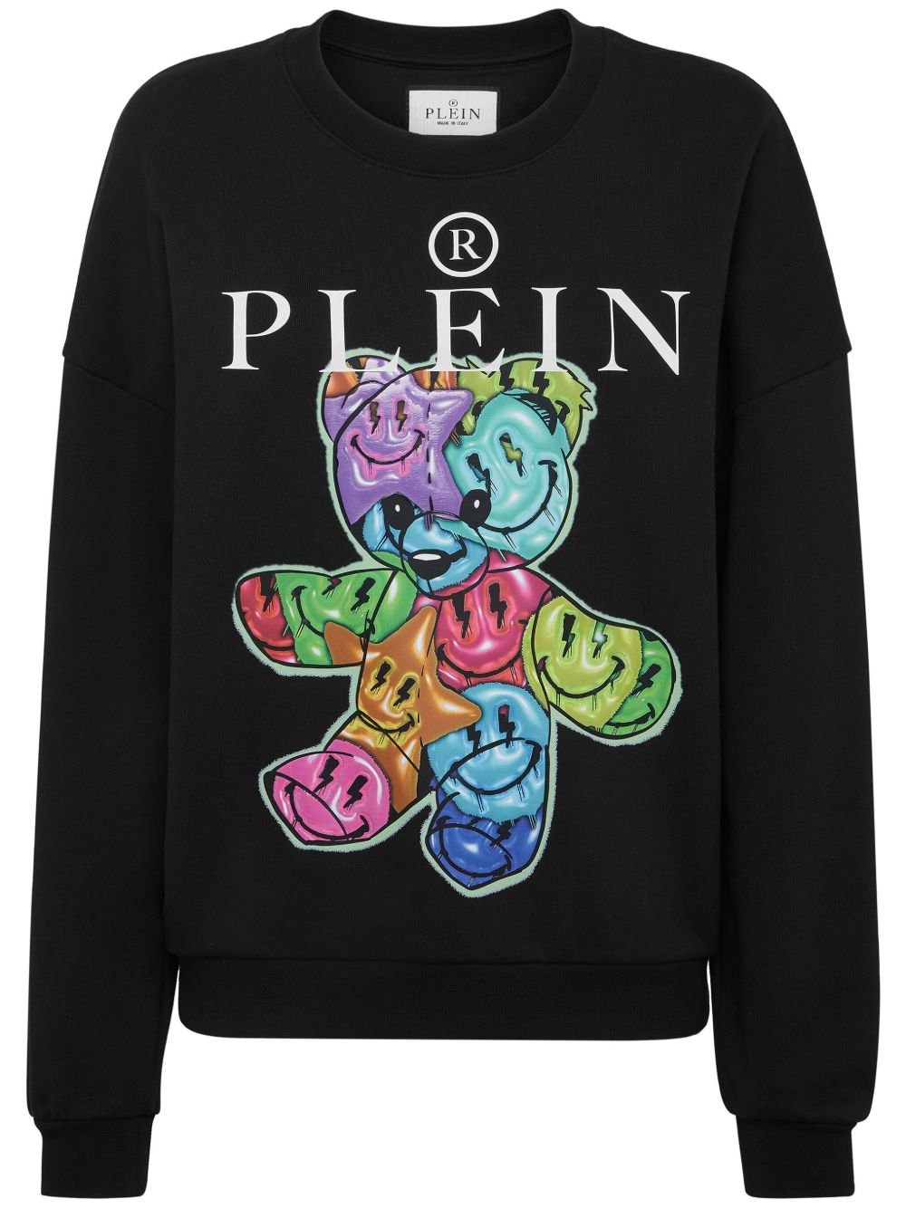 Philipp Plein logo印花棉卫衣 - 黑色