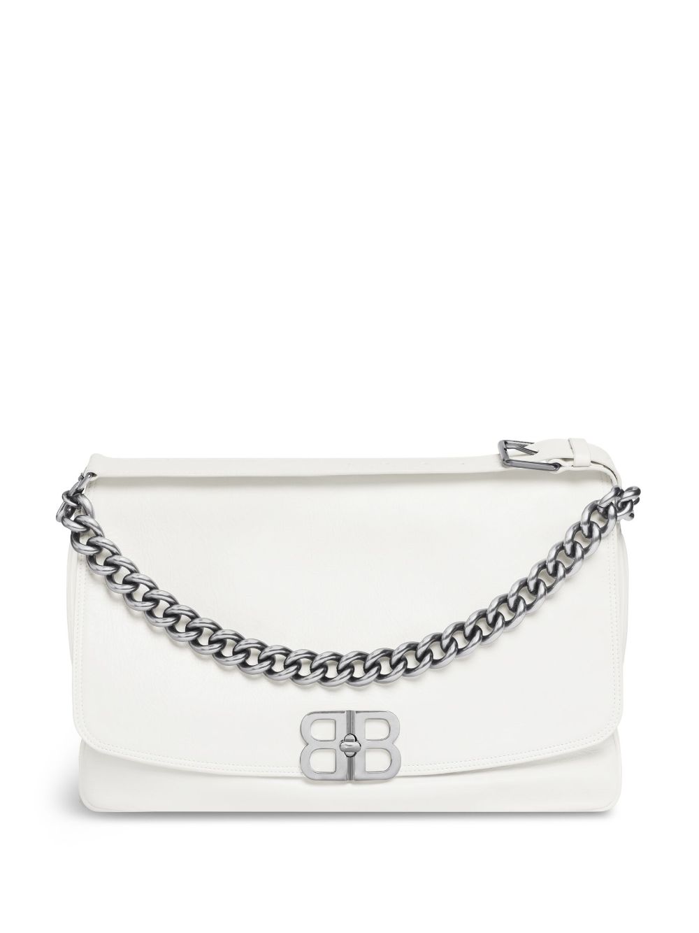 Balenciaga BB Soft Flap 皮质大号单肩包 - 白色