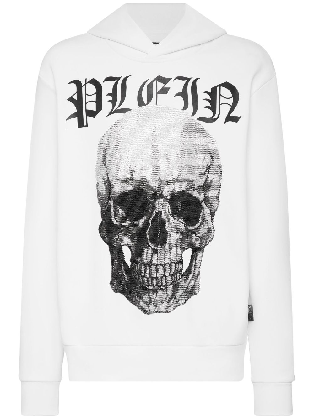 Philipp Plein logo印花晶饰连帽衫 - 白色