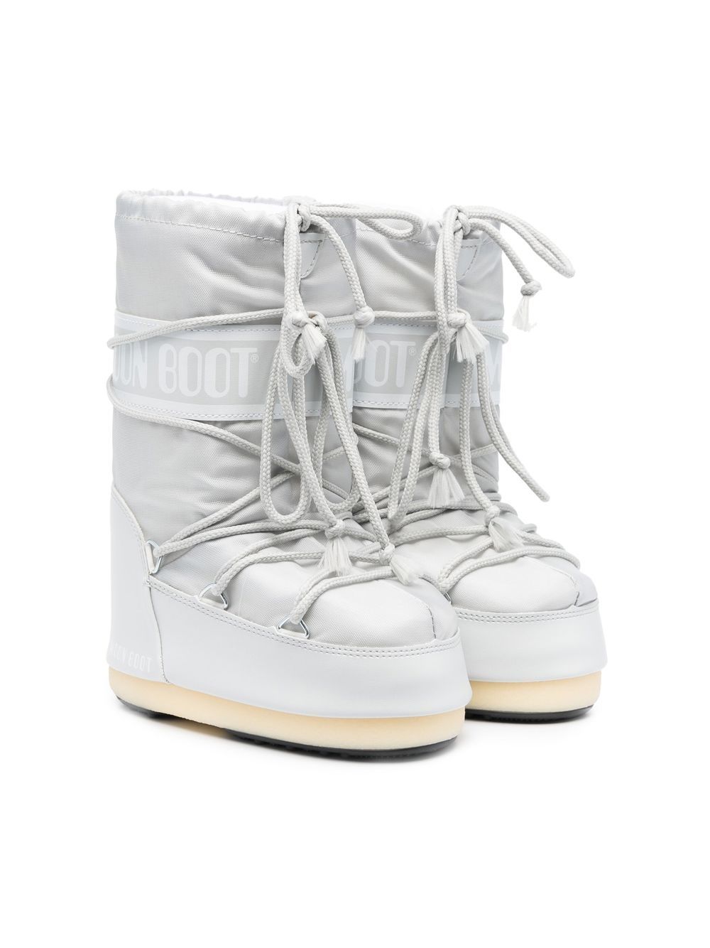 Moon Boot Kids ICON尼龙高筒雪地靴 - 灰色