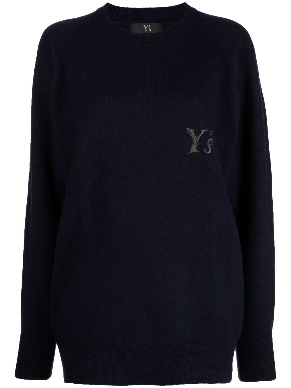 Y's logo刺绣圆领毛衣 - 蓝色
