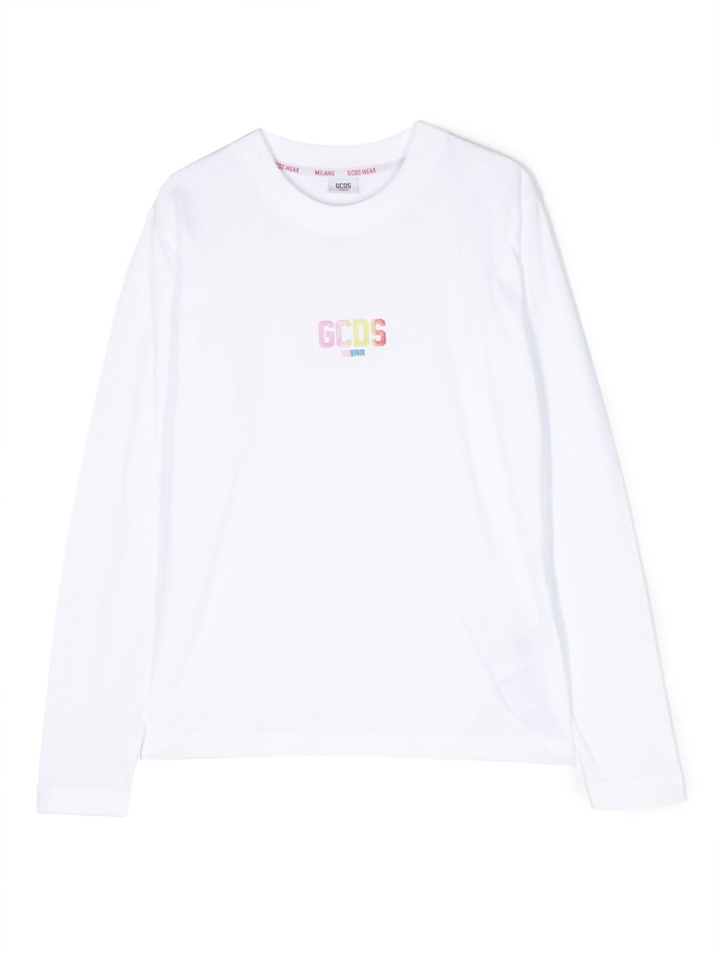 Gcds Kids logo印花棉T恤 - 白色
