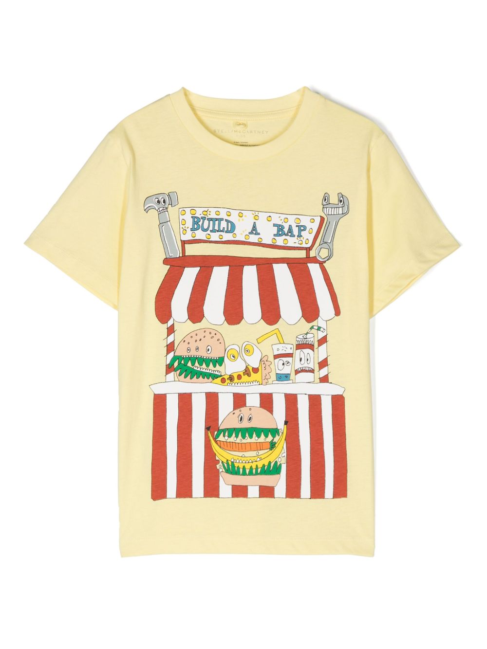 Stella McCartney Kids Veggie Burger Stand 印花棉T恤 - 黄色