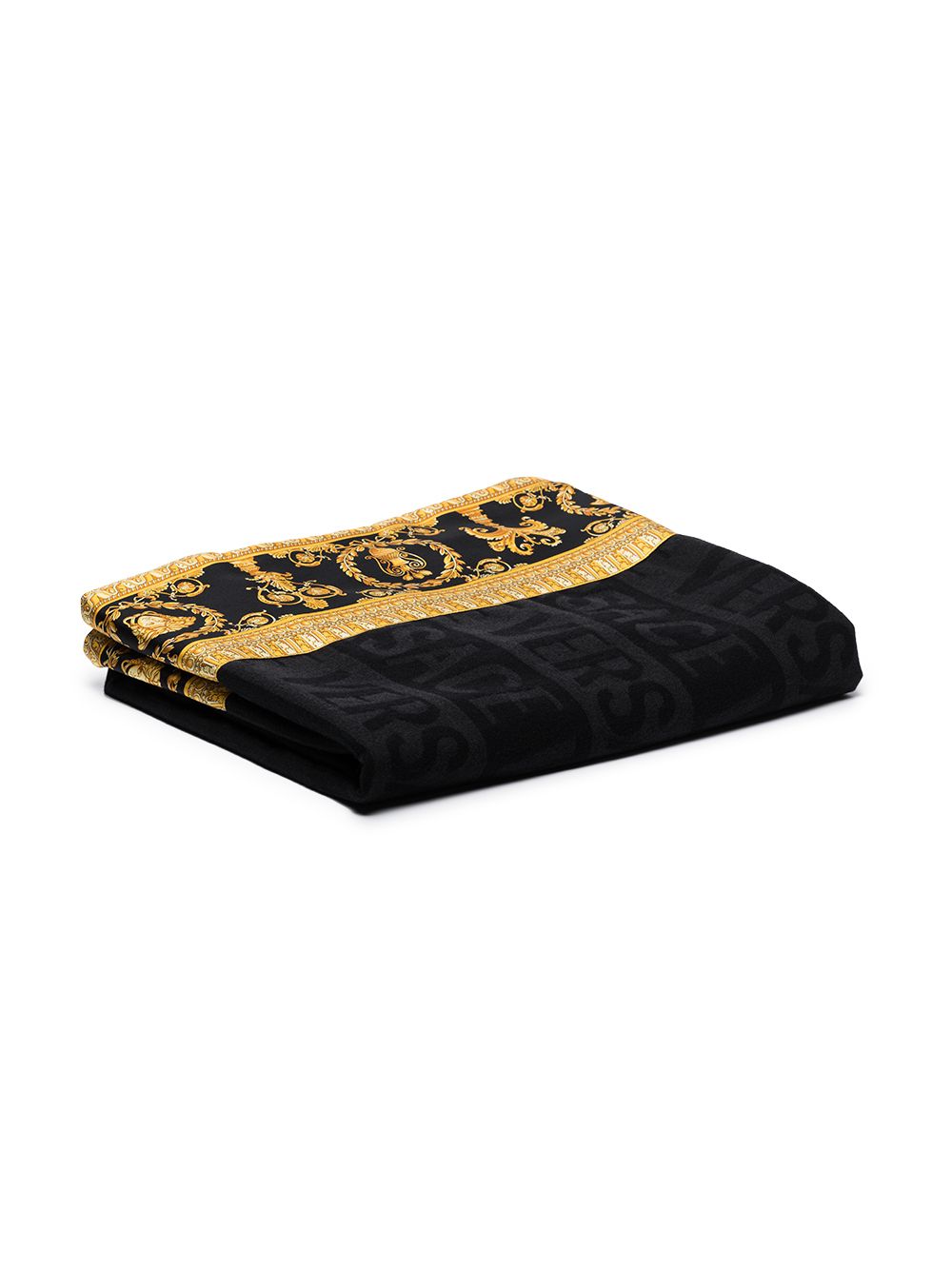 Versace 范思哲 logo图案巴洛克毯子 - 黑色