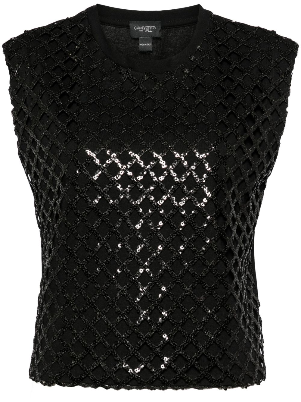 Giambattista Valli 亮片缀饰坦克背心 - 黑色