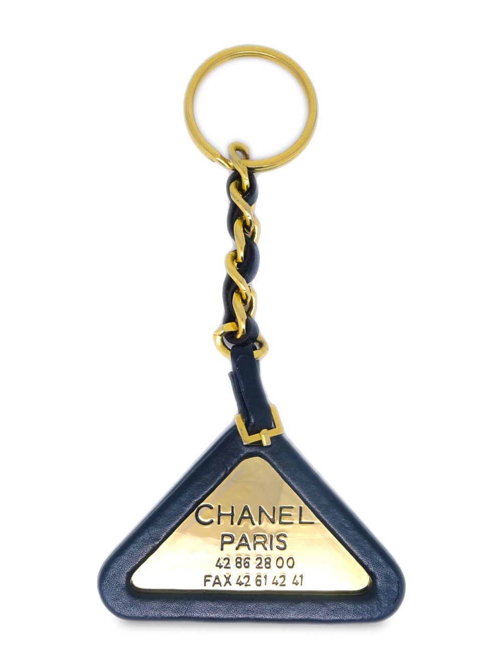 CHANEL Pre-Owned logo雕刻皮质钥匙扣（1994年典藏款） - 金色
