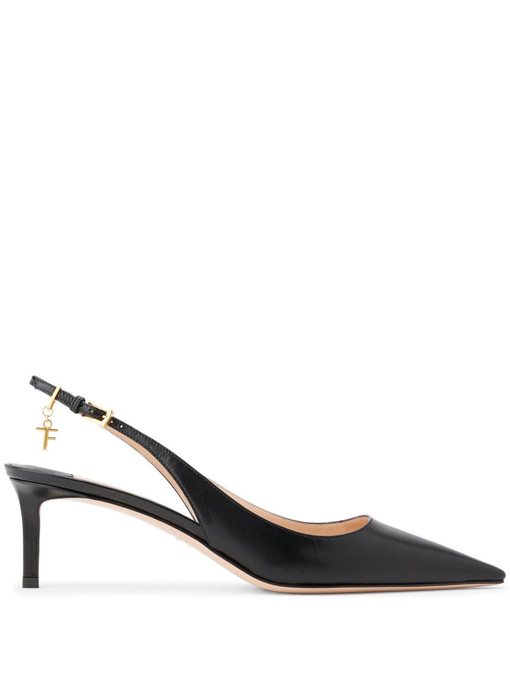 TOM FORD logo吊饰裹踝高跟鞋 - 黑色