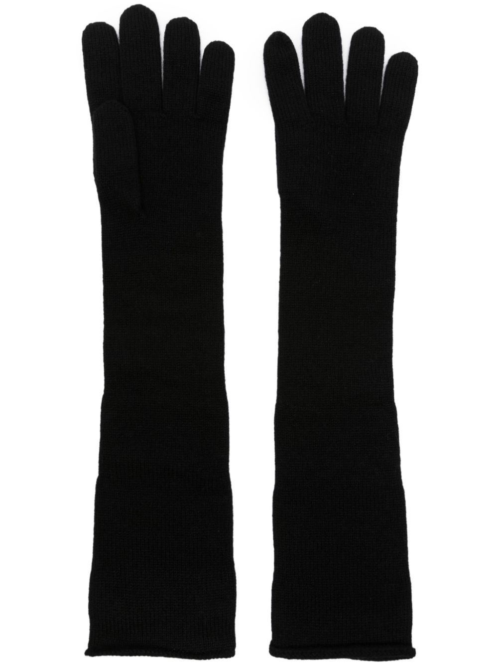 Saint Laurent 标贴羊绒手套 - 黑色