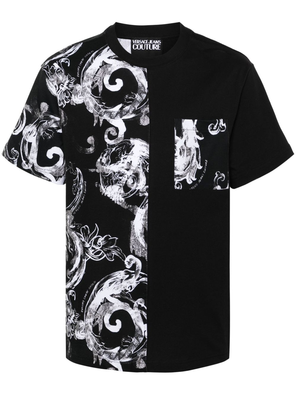 Versace Jeans Couture 巴洛克印花棉T恤 - 黑色