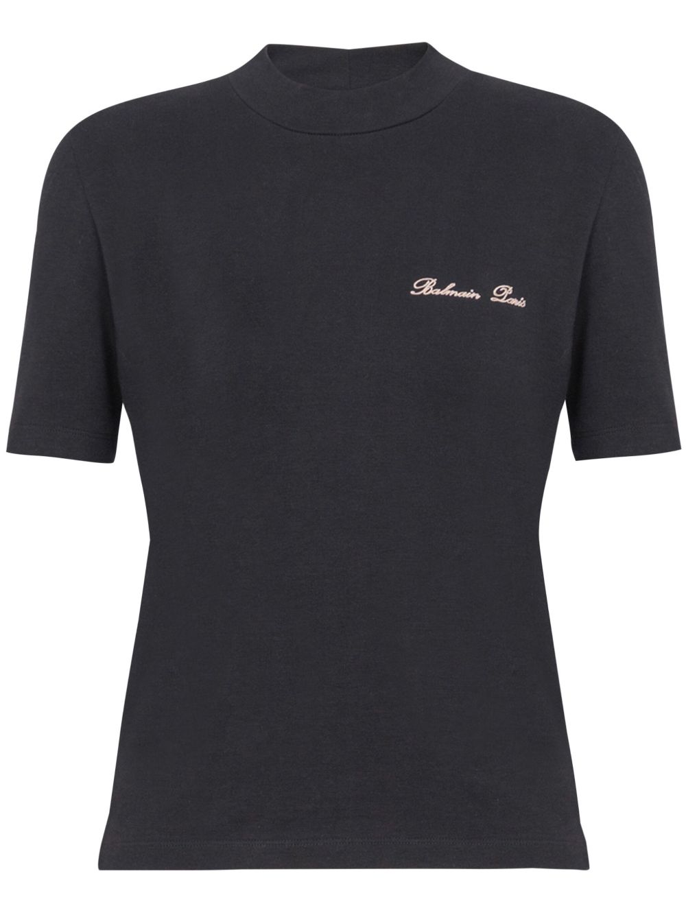 Balmain logo刺绣T恤 - 黑色