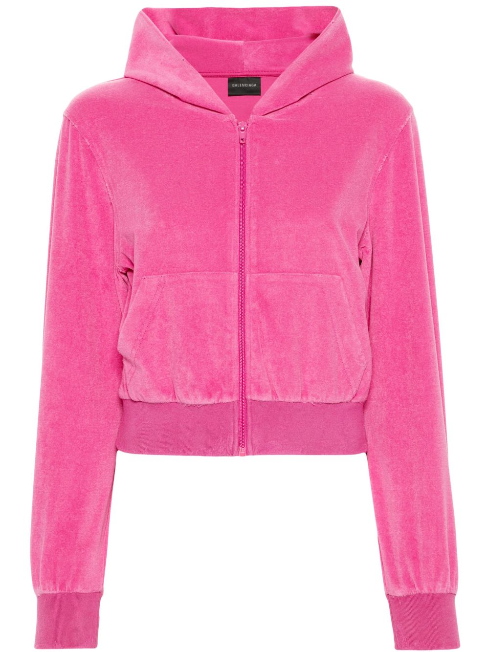 Balenciaga 水钻logo拉链连帽衫 - 粉色