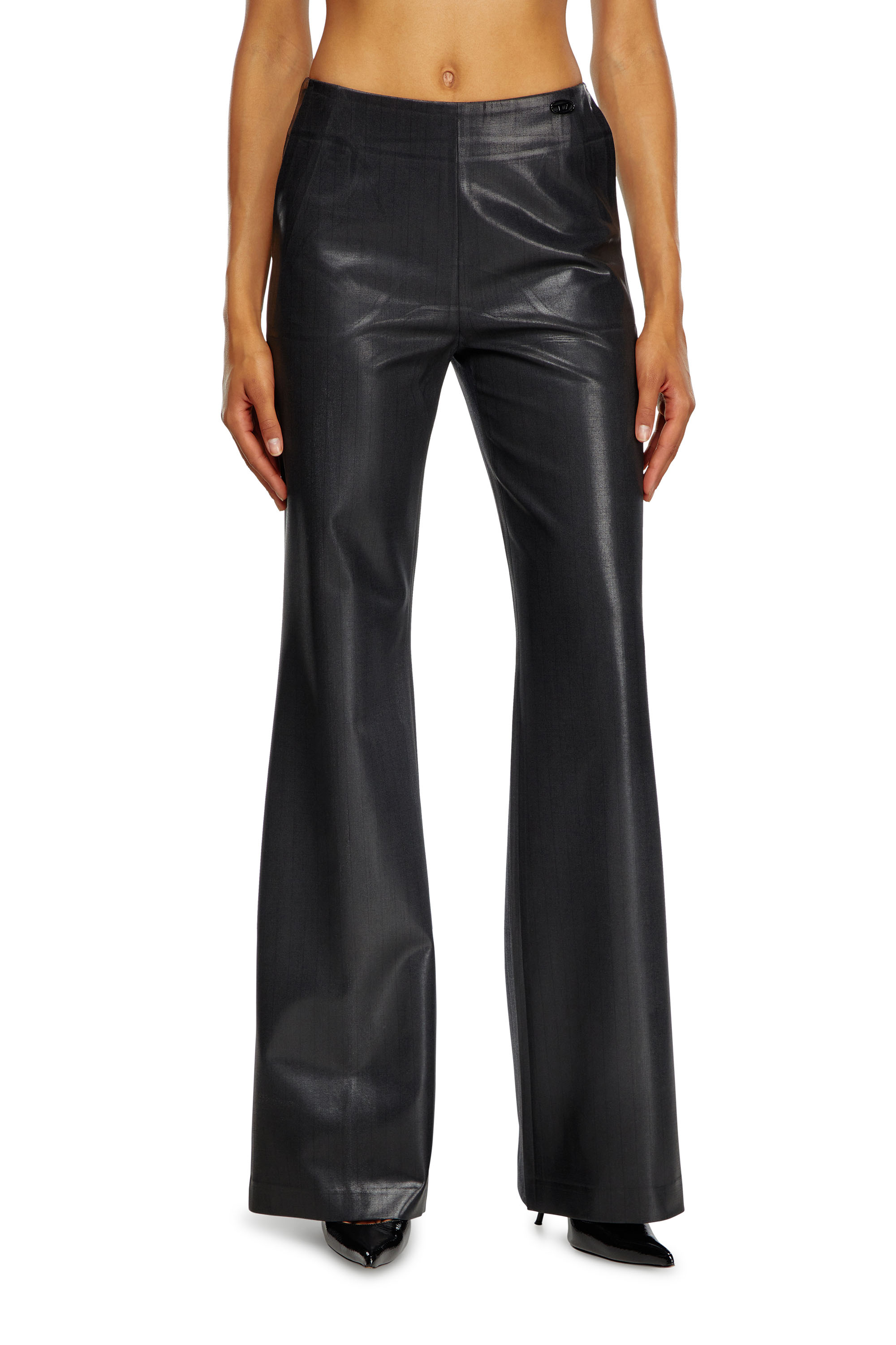 Diesel - Pinstripe pants with coated front - Pants - Woman - Black