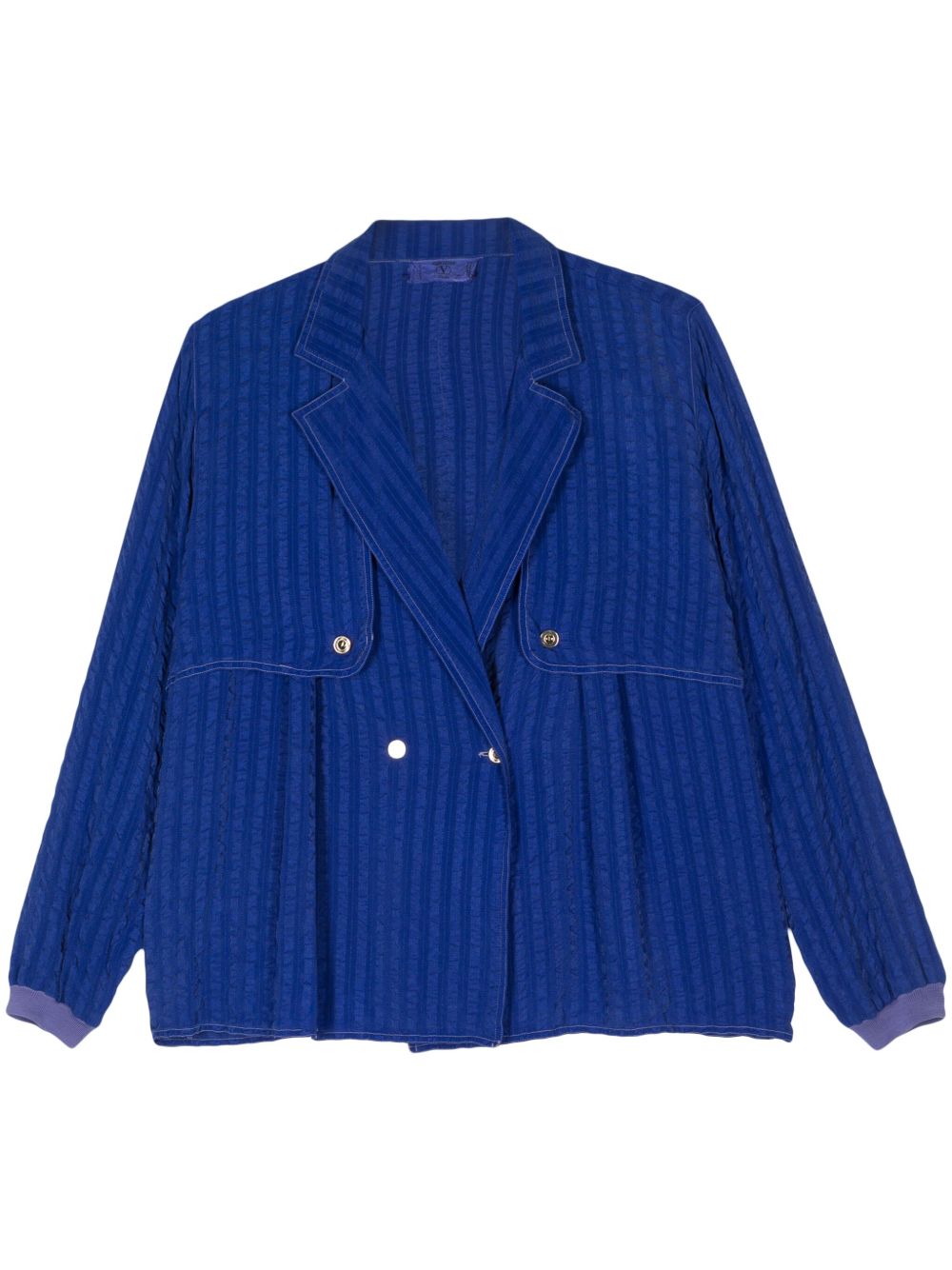 Valentino Garavani Pre-Owned 泡泡纱夹克（1980年代典藏款） - 蓝色