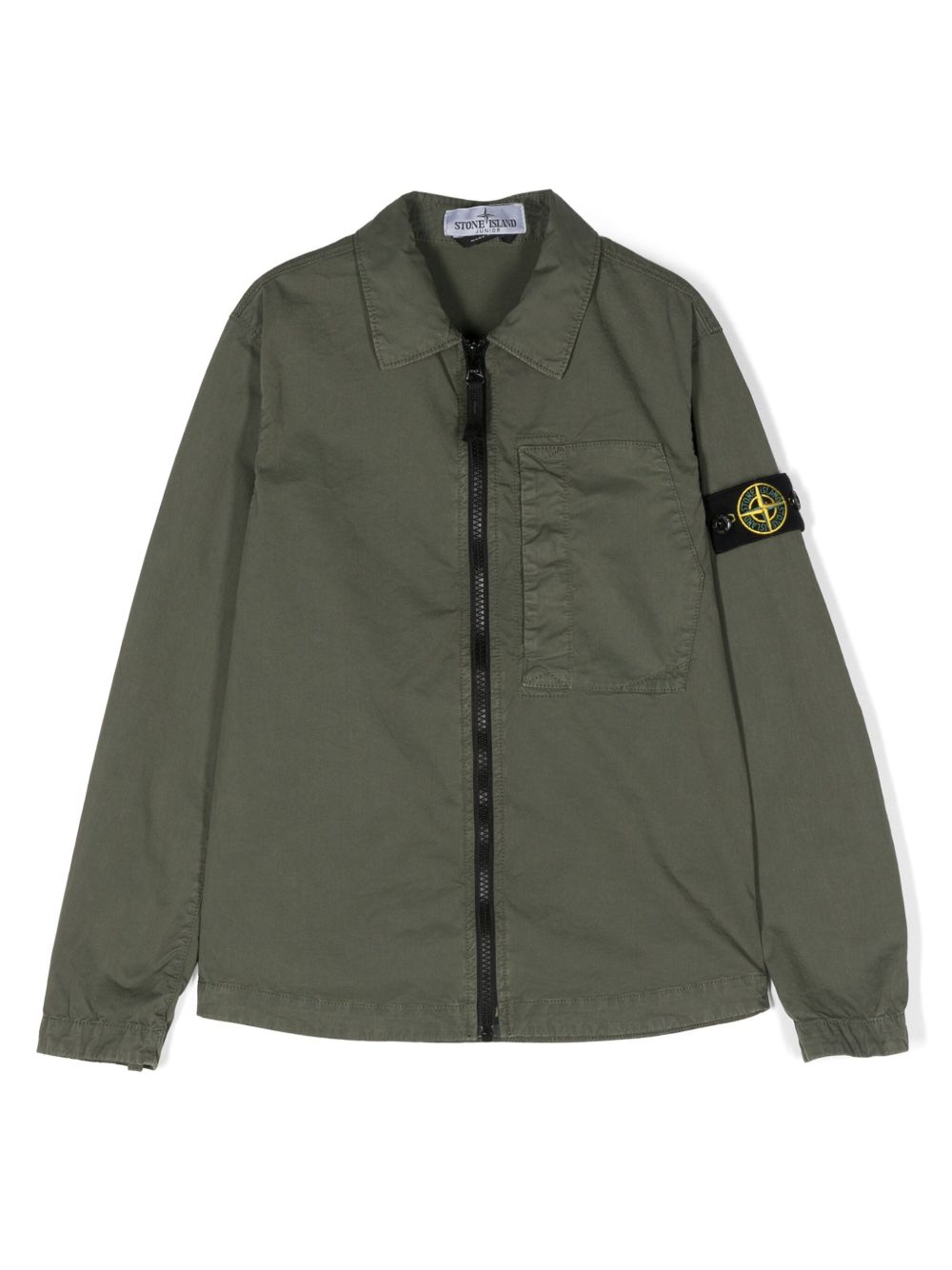 Stone Island Junior 拉链衬衫式夹克 - 绿色