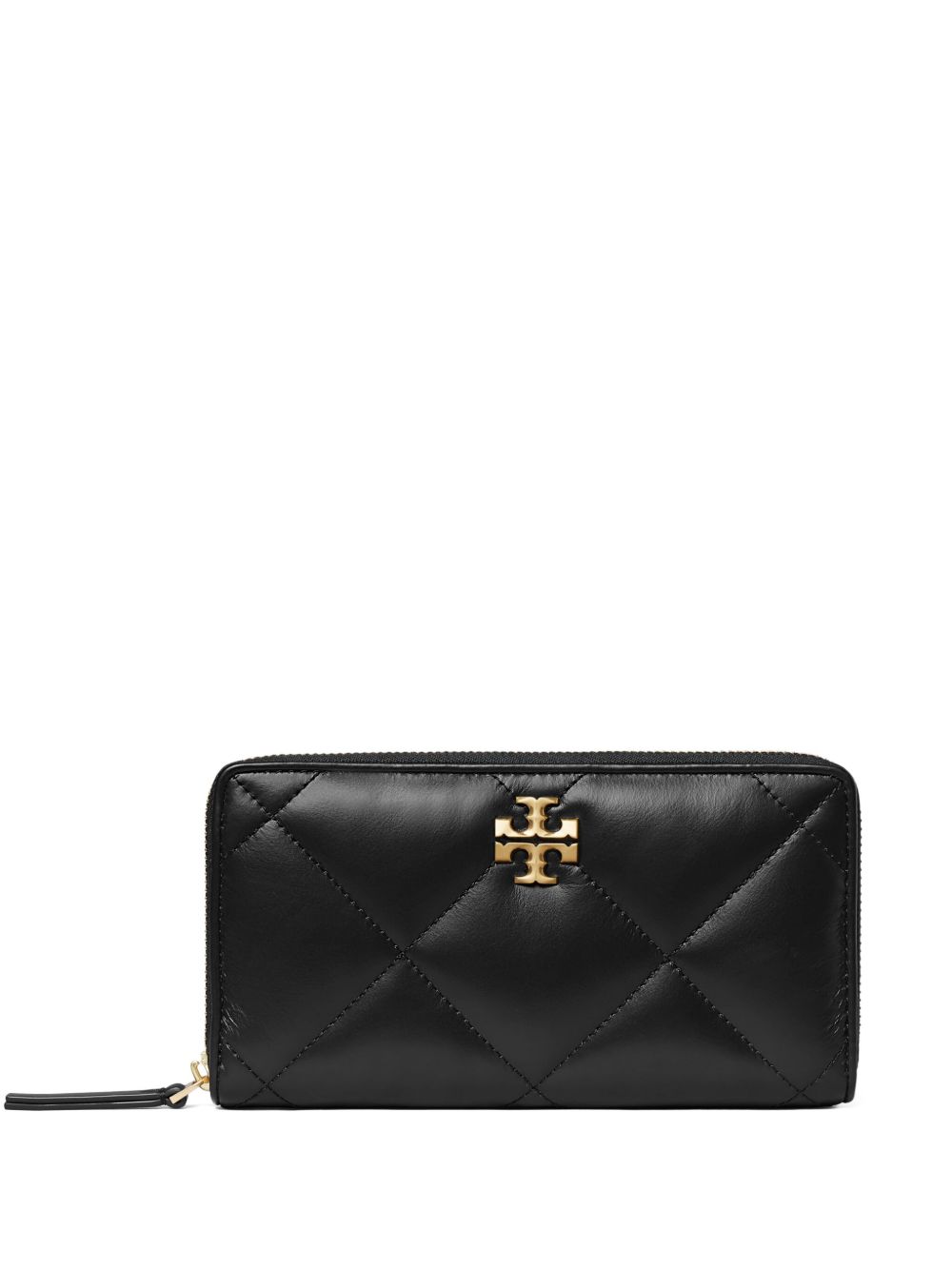 Tory Burch Kira 菱形绗缝拉链长款钱包 - 黑色