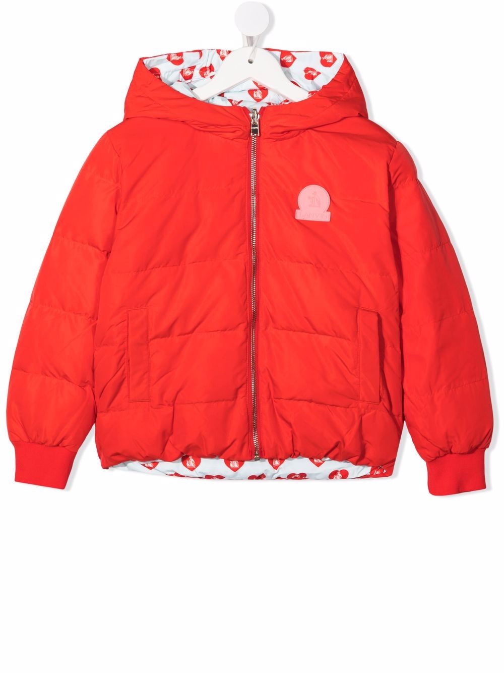 Lanvin Enfant 爱心印花双面飞行员夹克 - 红色
