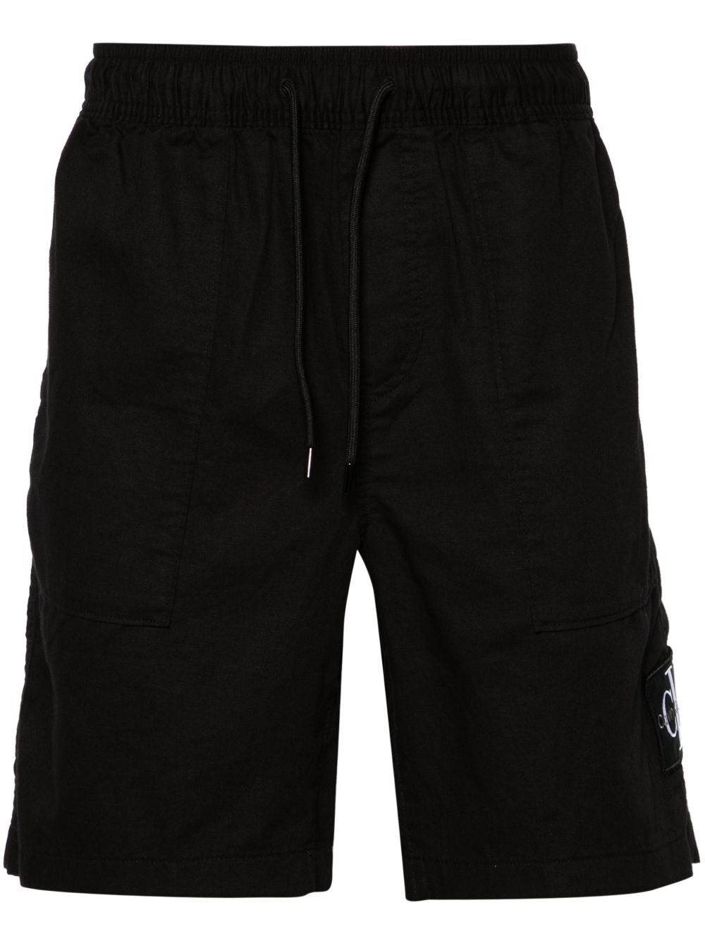 Calvin Klein Jeans 标贴斜纹布百慕大短裤 - 黑色