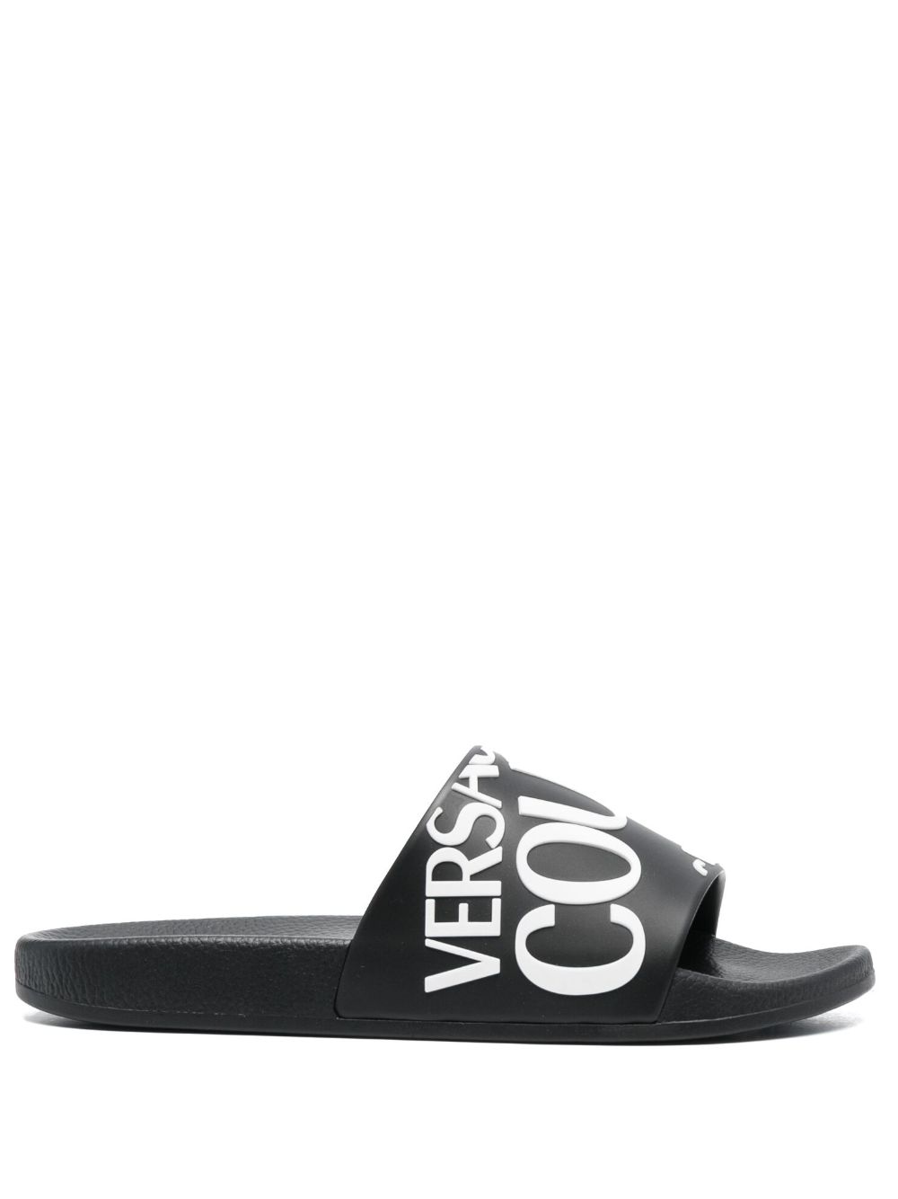 Versace Jeans Couture logo印花模压鞋垫拖鞋 - 黑色