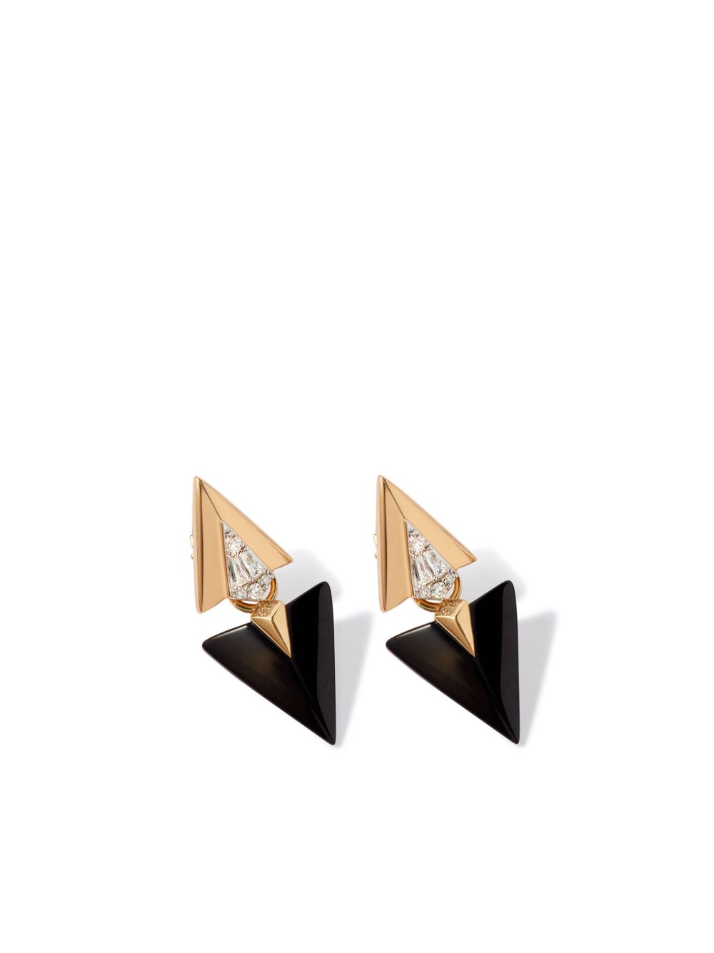Annoushka Deco Arrow 18K黄金钻石缟玛瑙耳环 - 黑色