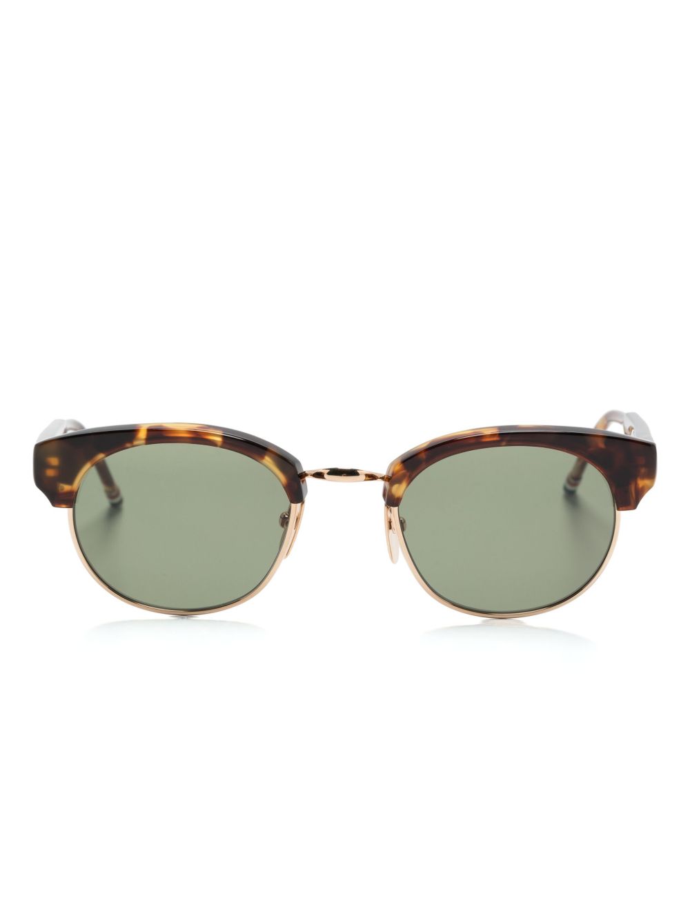 Thom Browne Eyewear 玳瑁纹圆形镜框太阳眼镜 - 褐色