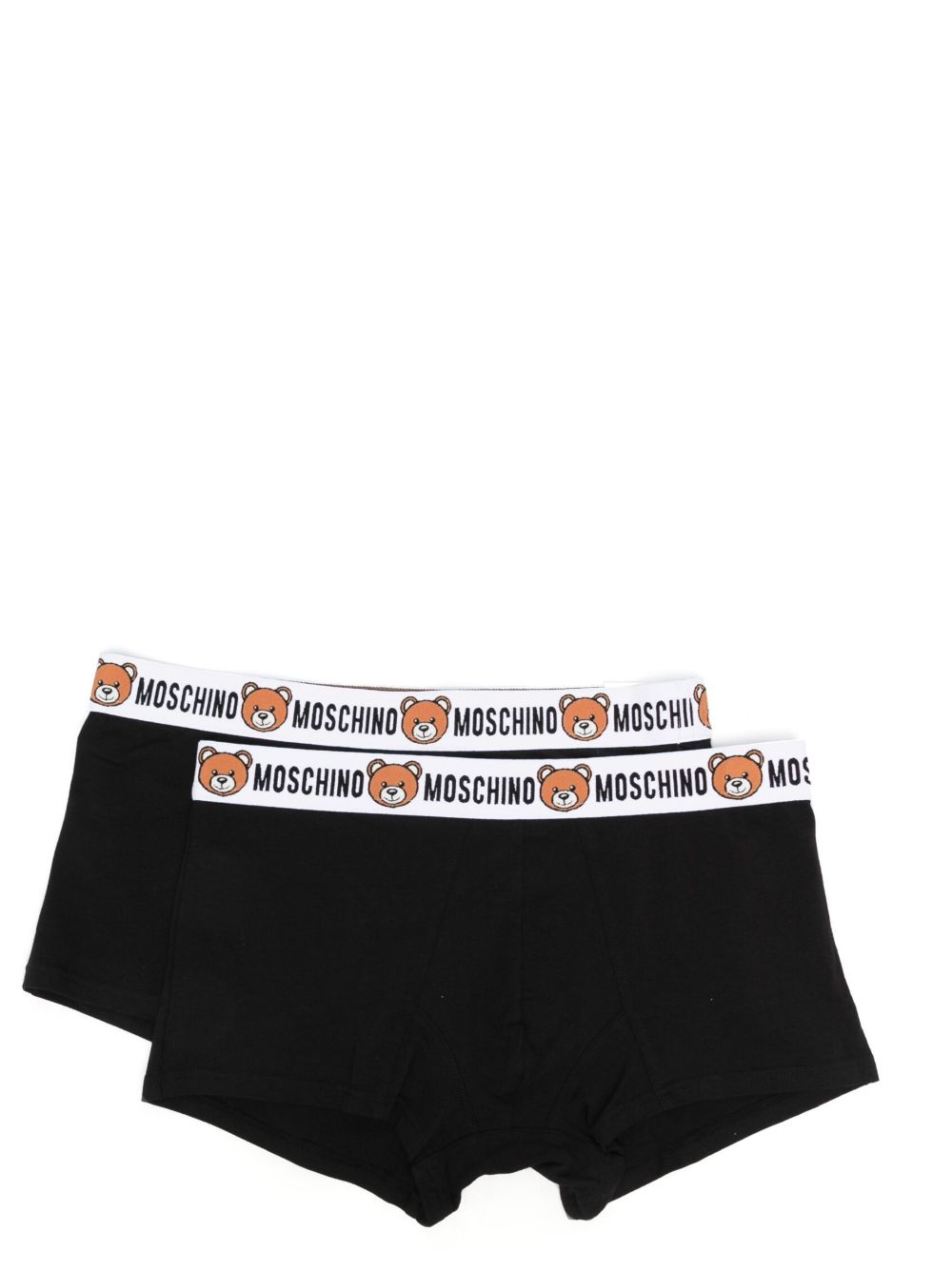 Moschino Teddy Bear 裤腰四角裤（两件装） - 黑色