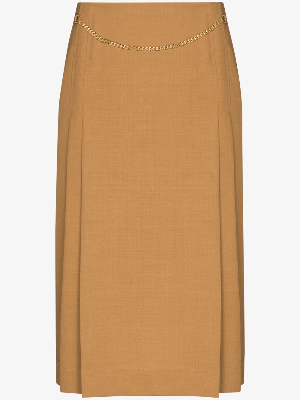 Victoria Beckham 锁链细节中长半身裙 - 褐色