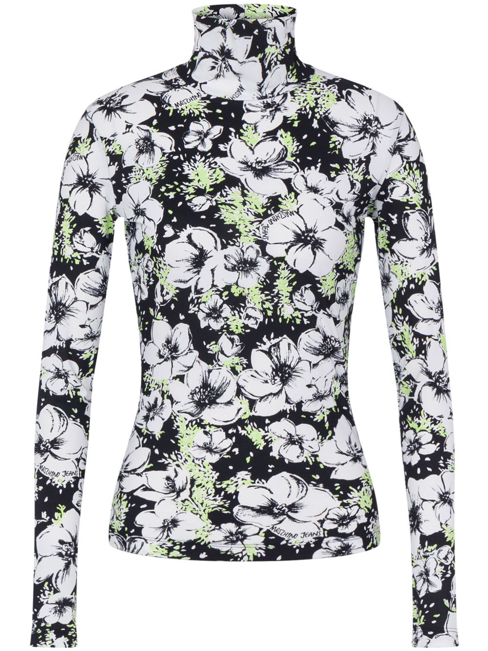 MOSCHINO JEANS 花卉印花高领罩衫 - 黑色