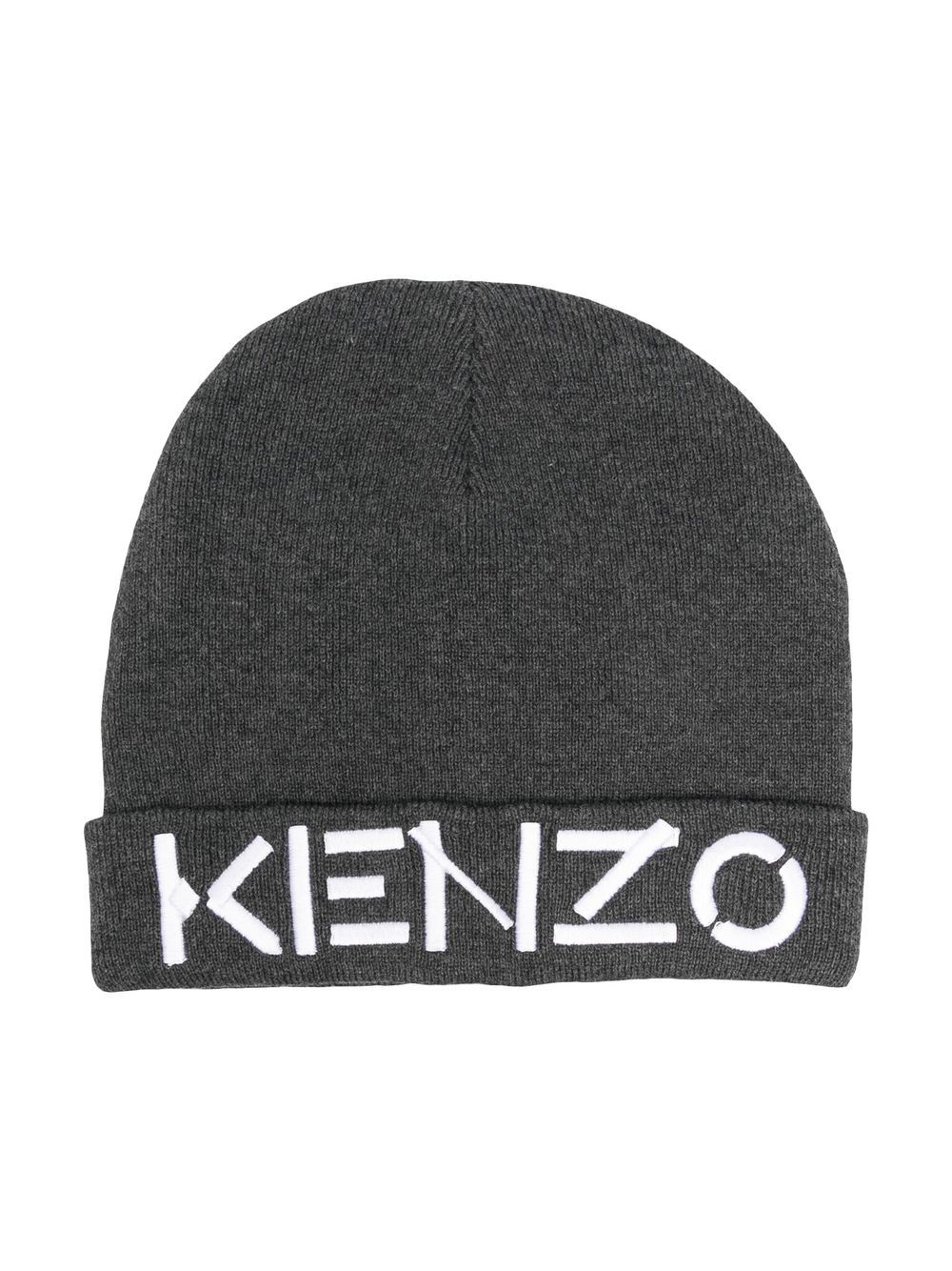 Kenzo Kids logo刺绣针织套头帽 - 灰色