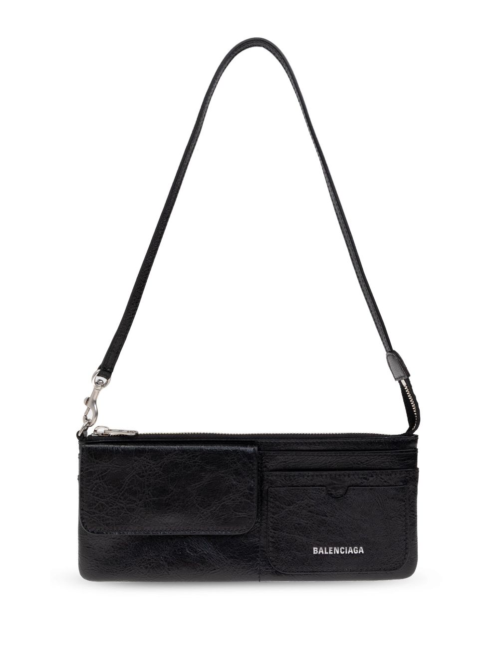 Balenciaga logo印花单肩包 - 黑色