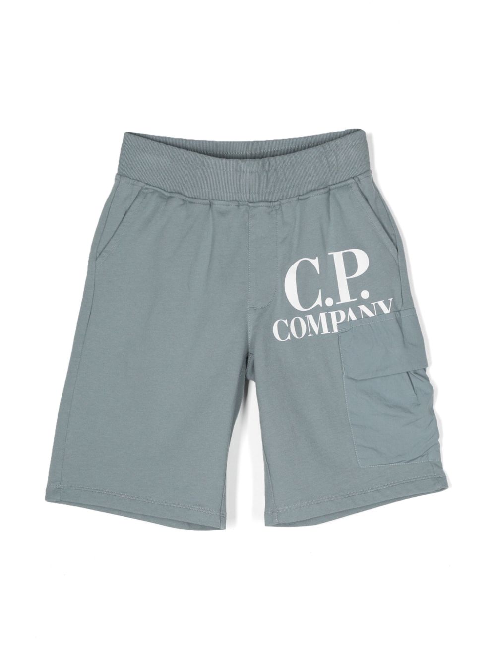 C.P. Company Kids logo印花棉短裤 - 灰色