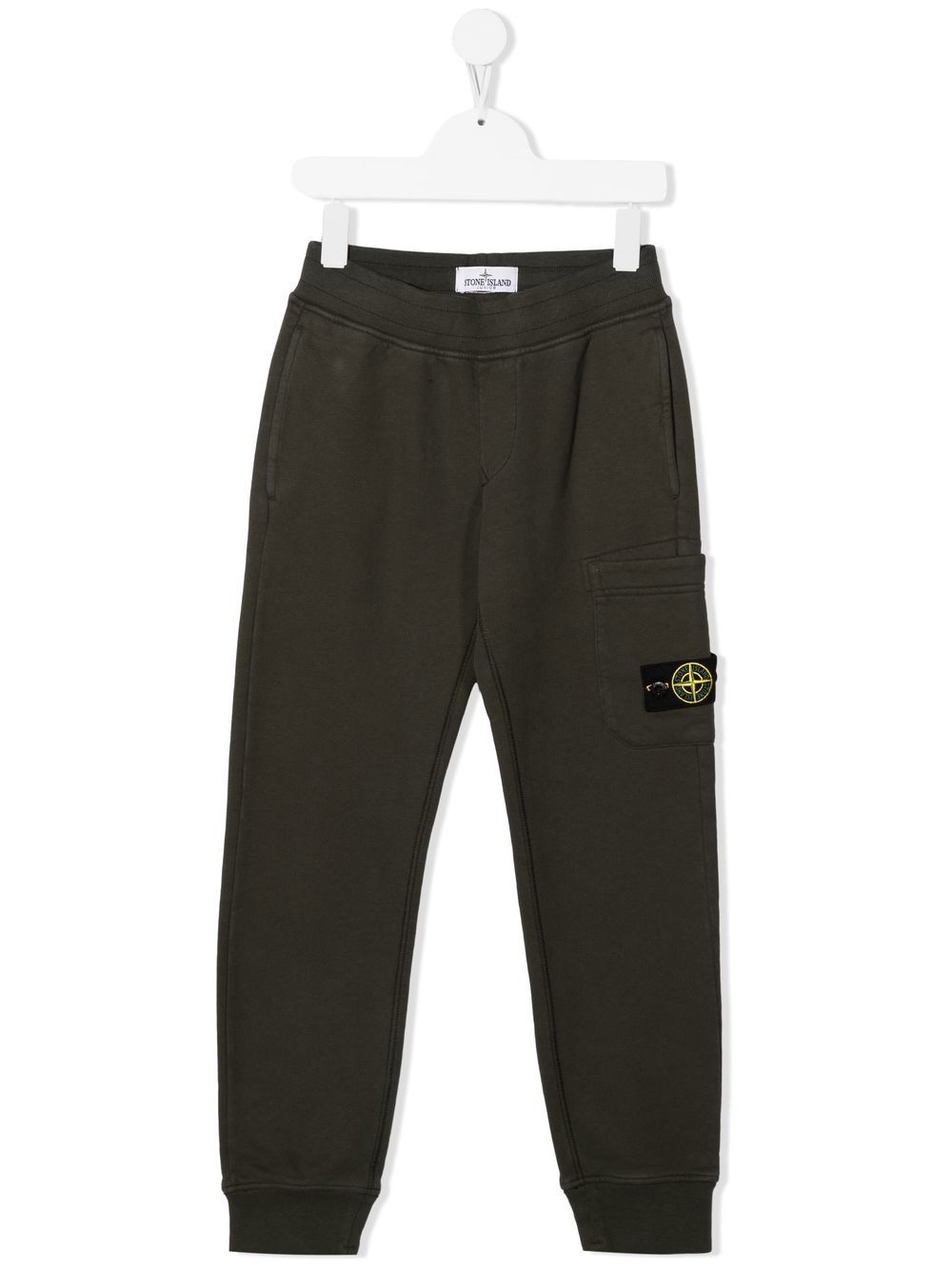 Stone Island Junior 标贴棉运动裤 - 绿色