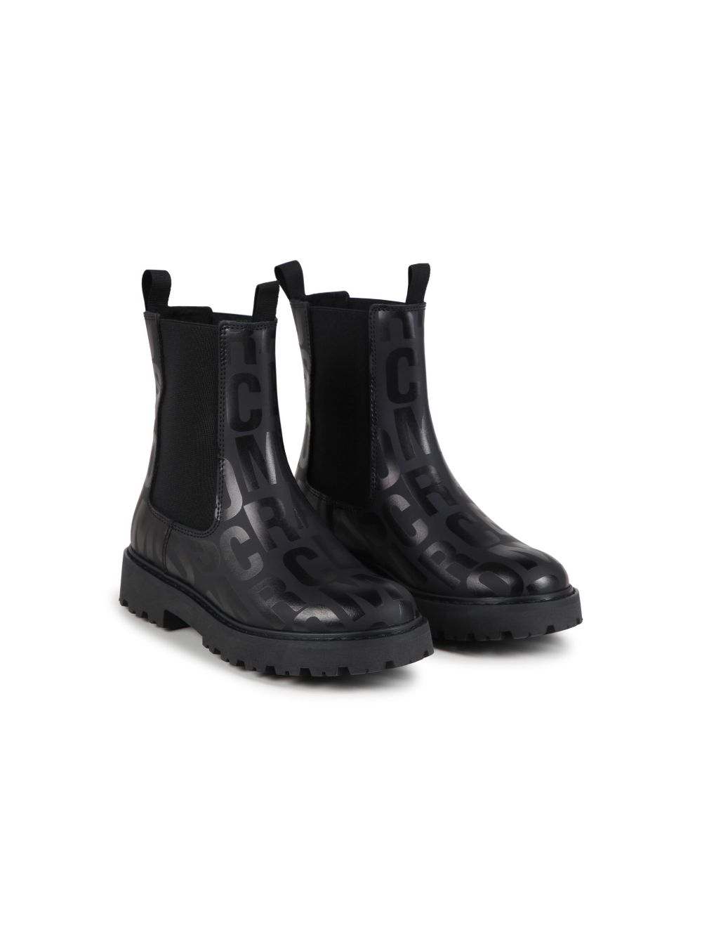 Marc Jacobs Kids 皮质经典logo及踝靴 - 黑色