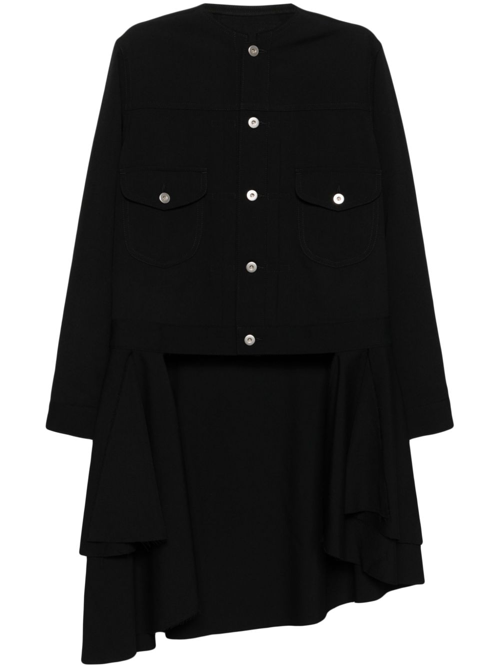 Black Comme Des Garçons 仿旧拼接夹克 - 黑色