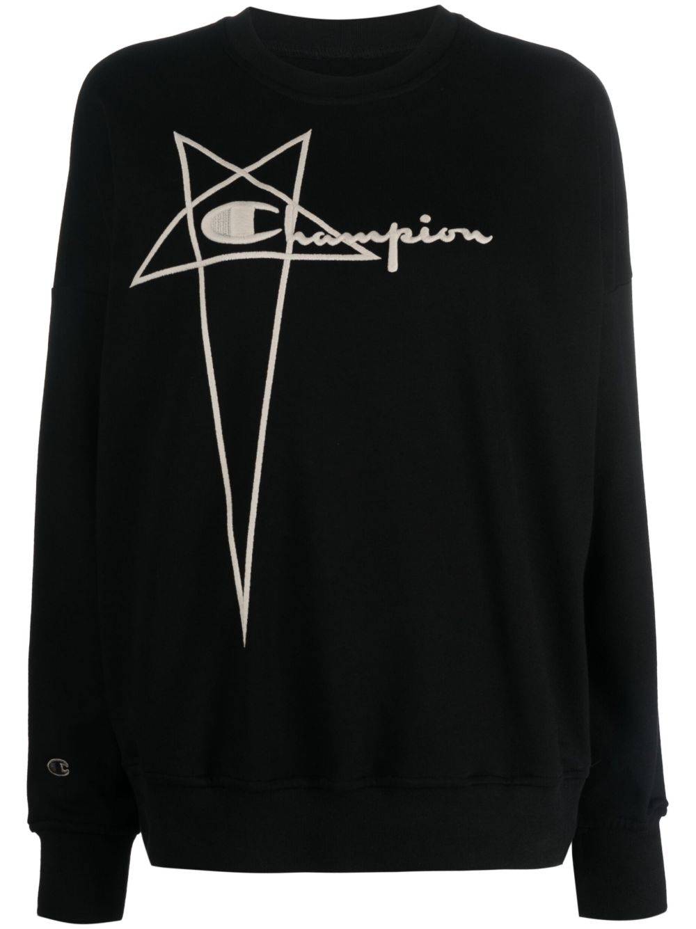 Rick Owens X Champion logo刺绣棉卫衣 - 黑色