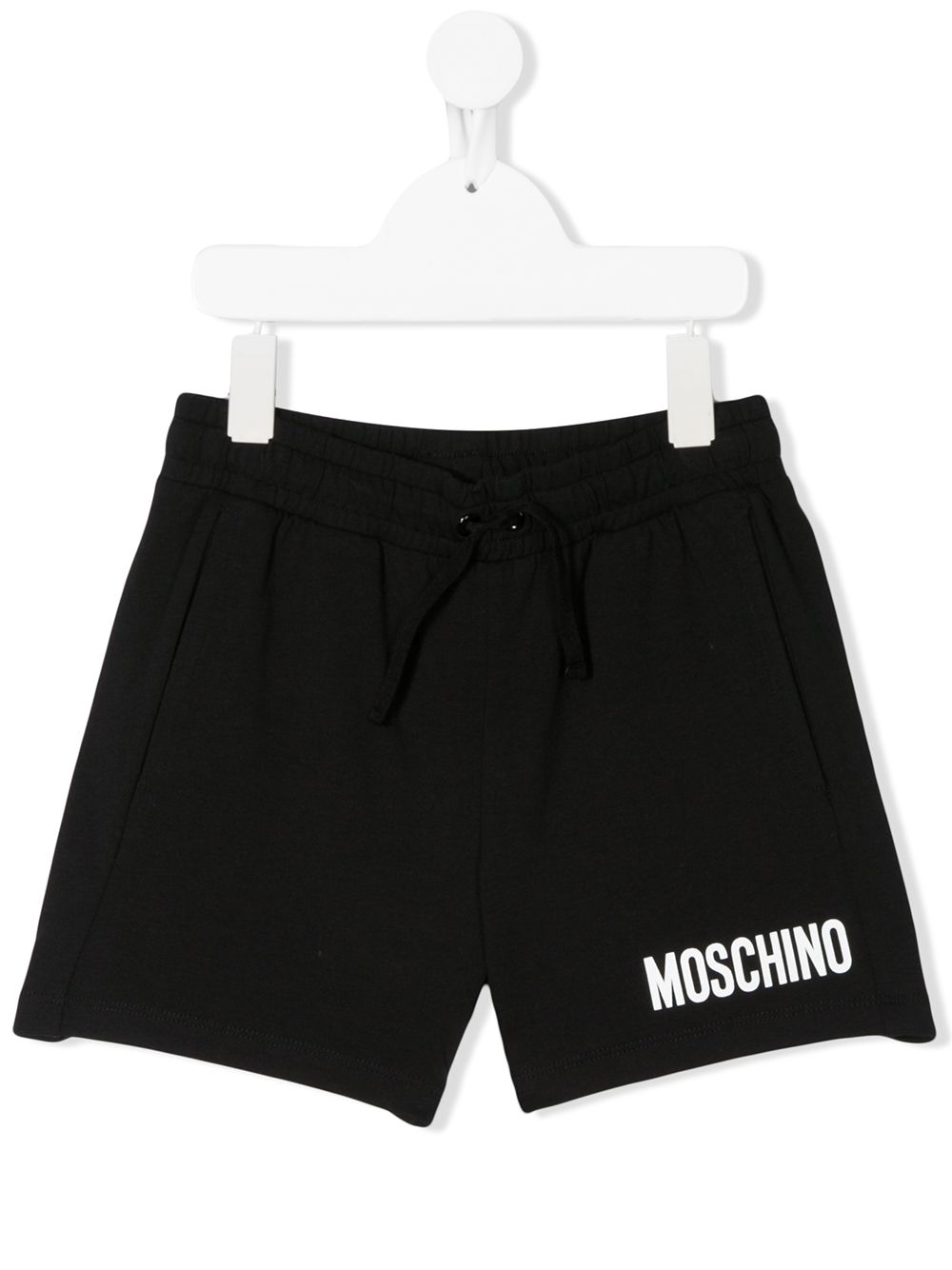 Moschino Kids logo印花运动短裤 - 黑色
