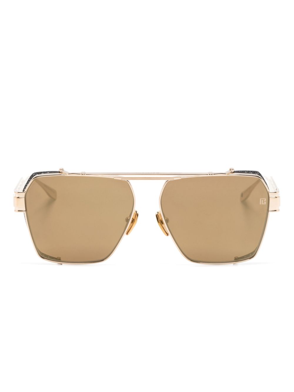 Balmain Eyewear 飞行员镜框太阳眼镜 - 金色