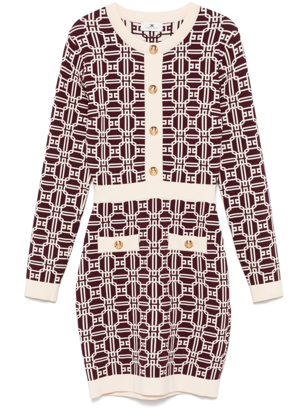 Elisabetta Franchi 经典logo提花迷你连衣裙 - 红色
