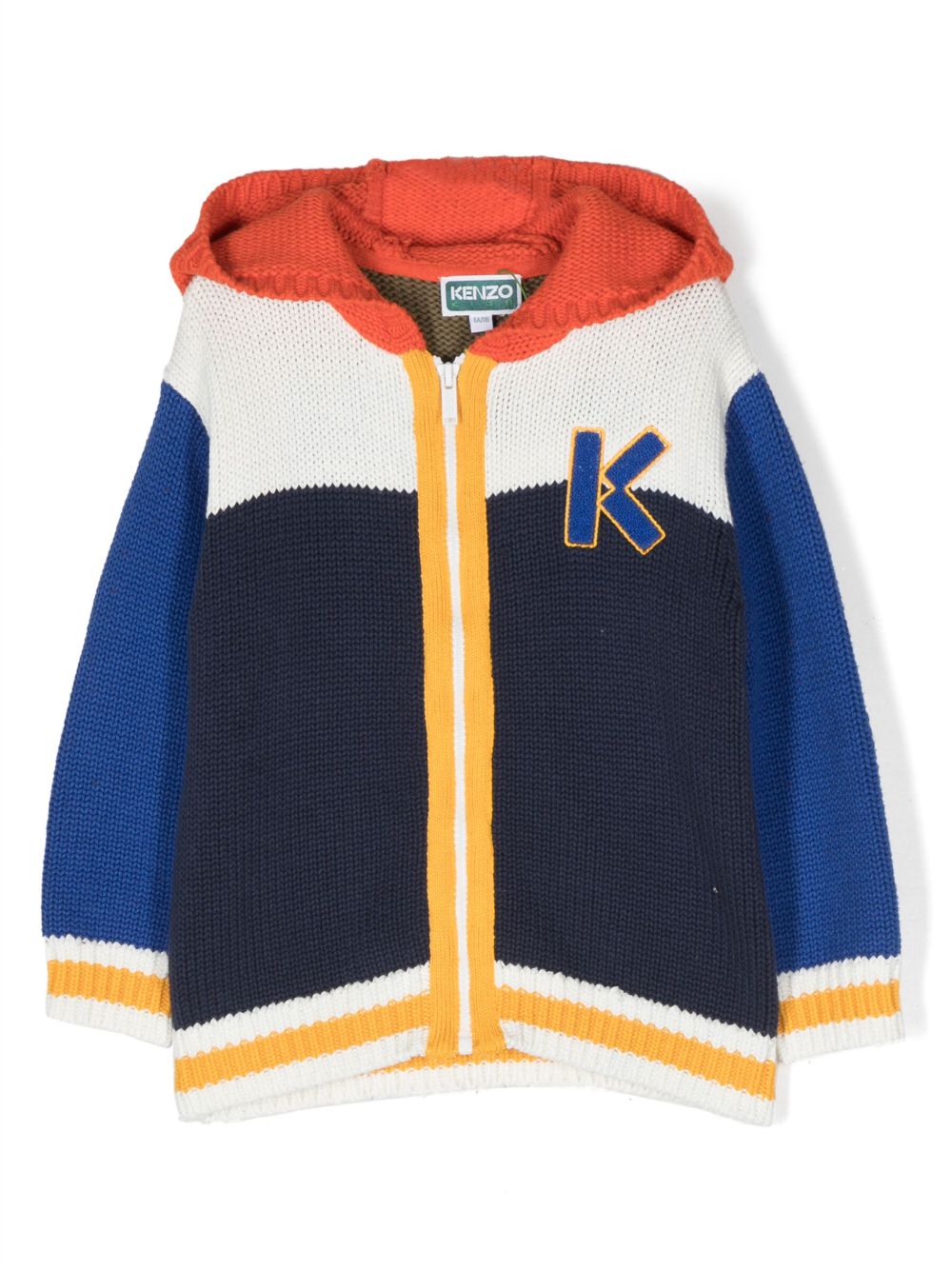 Kenzo Kids logo刺绣拉链开衫 - 蓝色