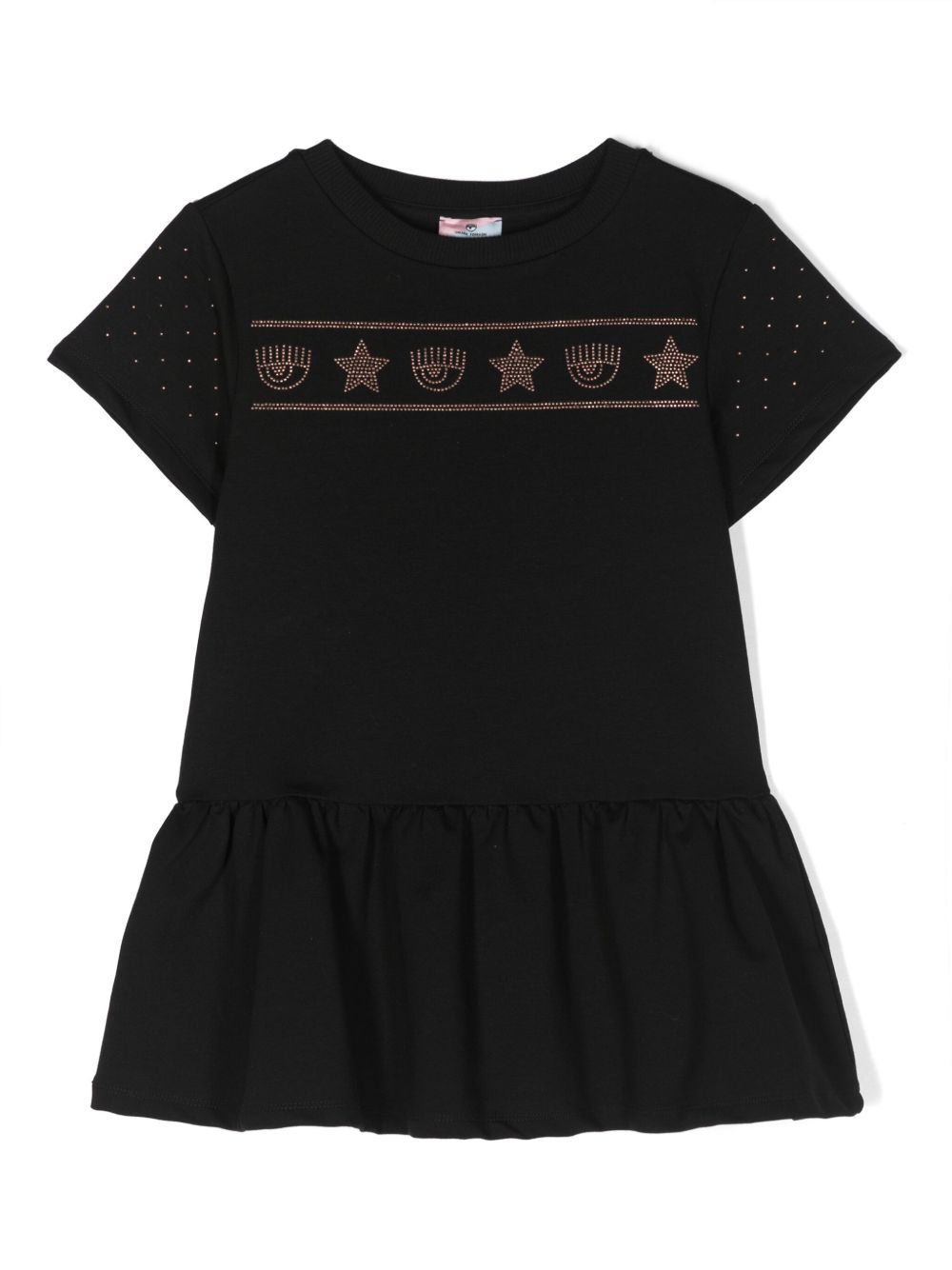 Chiara Ferragni Kids 铆钉细节连帽连衣裙 - 黑色