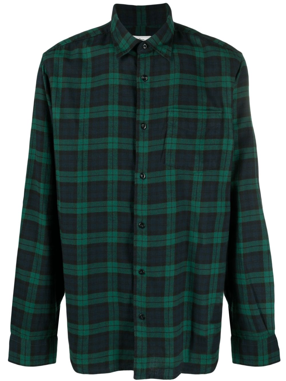 Woolrich 格纹长袖棉衬衫 - 绿色