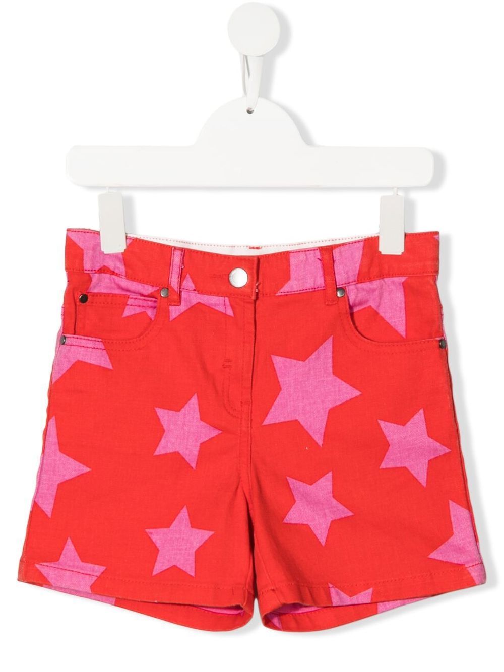Stella McCartney Kids 斯特拉·麦卡特尼 星星印花牛仔短裤 - 红色
