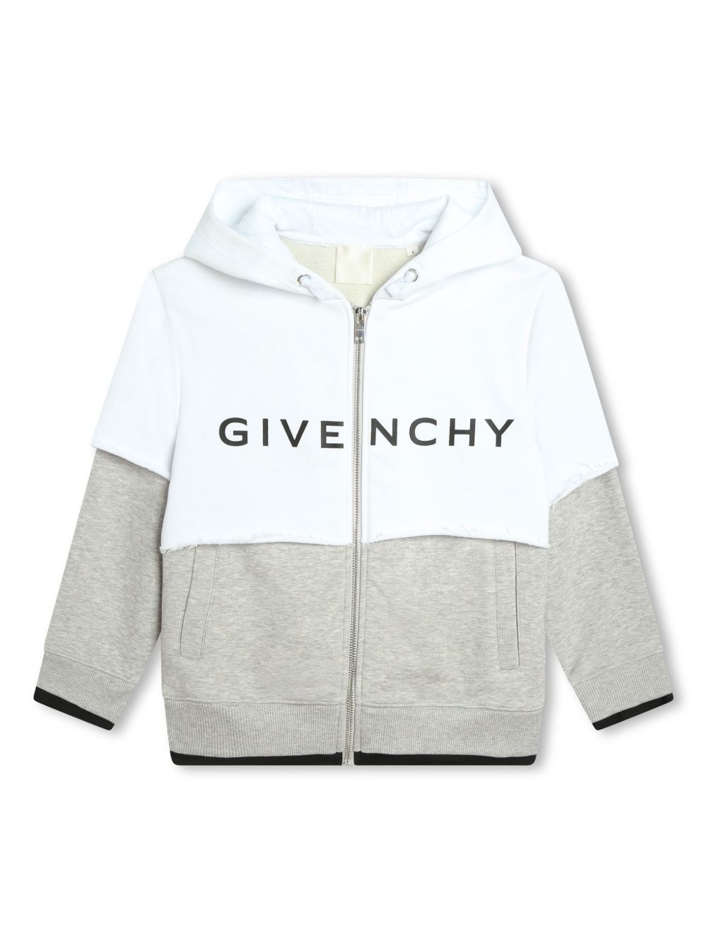 Givenchy Kids logo印花分层式连帽衫 - 白色