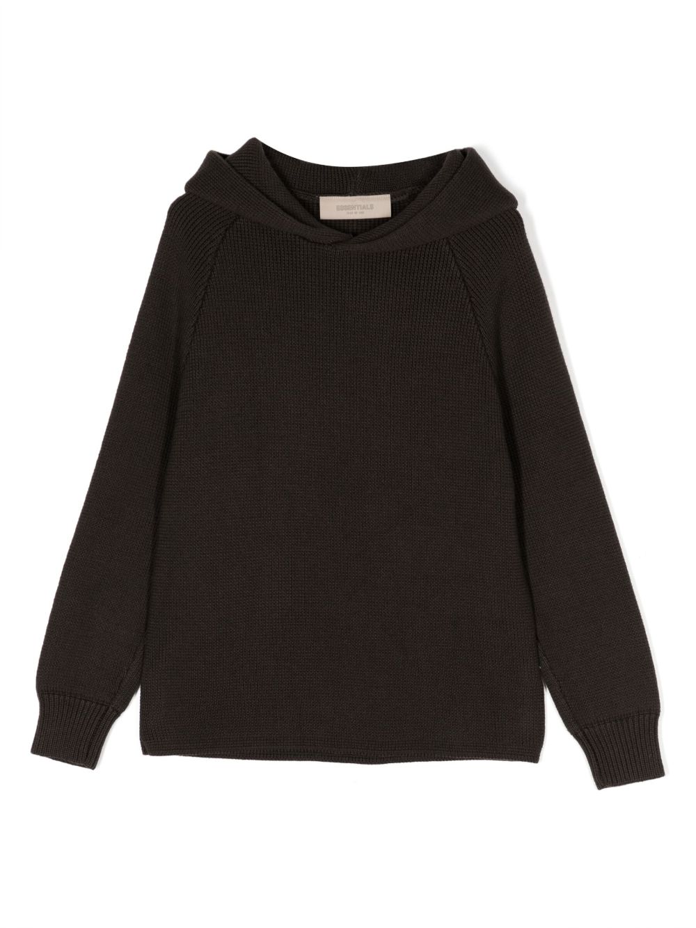 FEAR OF GOD ESSENTIALS KIDS 粗绞花针织棉混纺连帽衫 - 褐色