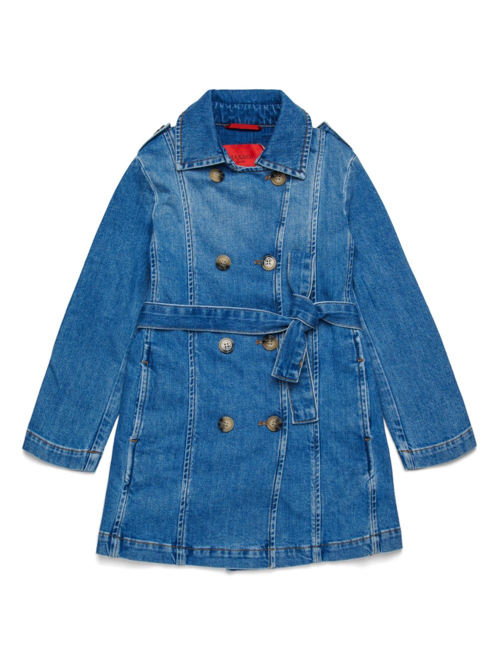 MAX&Co. Kids 双排扣牛仔外套 - 蓝色