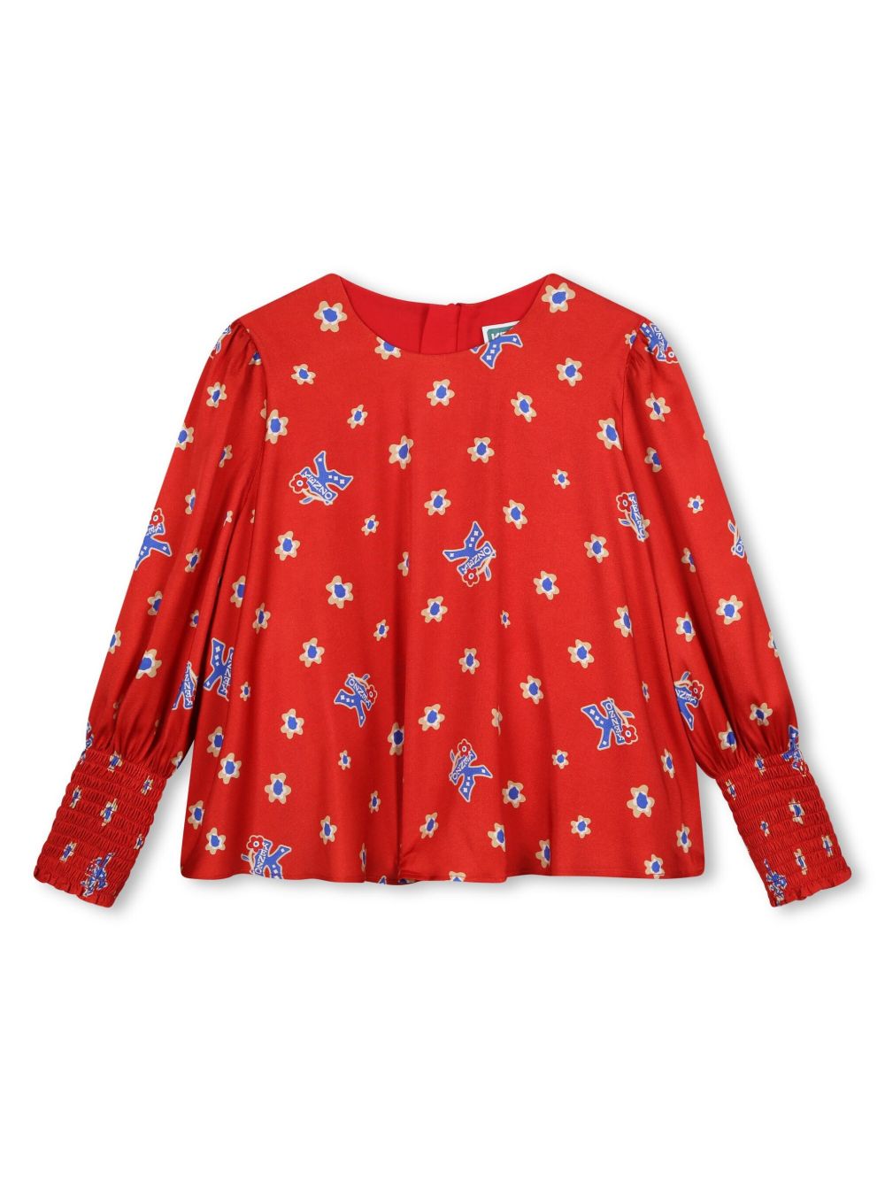 Kenzo Kids 花卉logo字母印花罩衫 - 红色