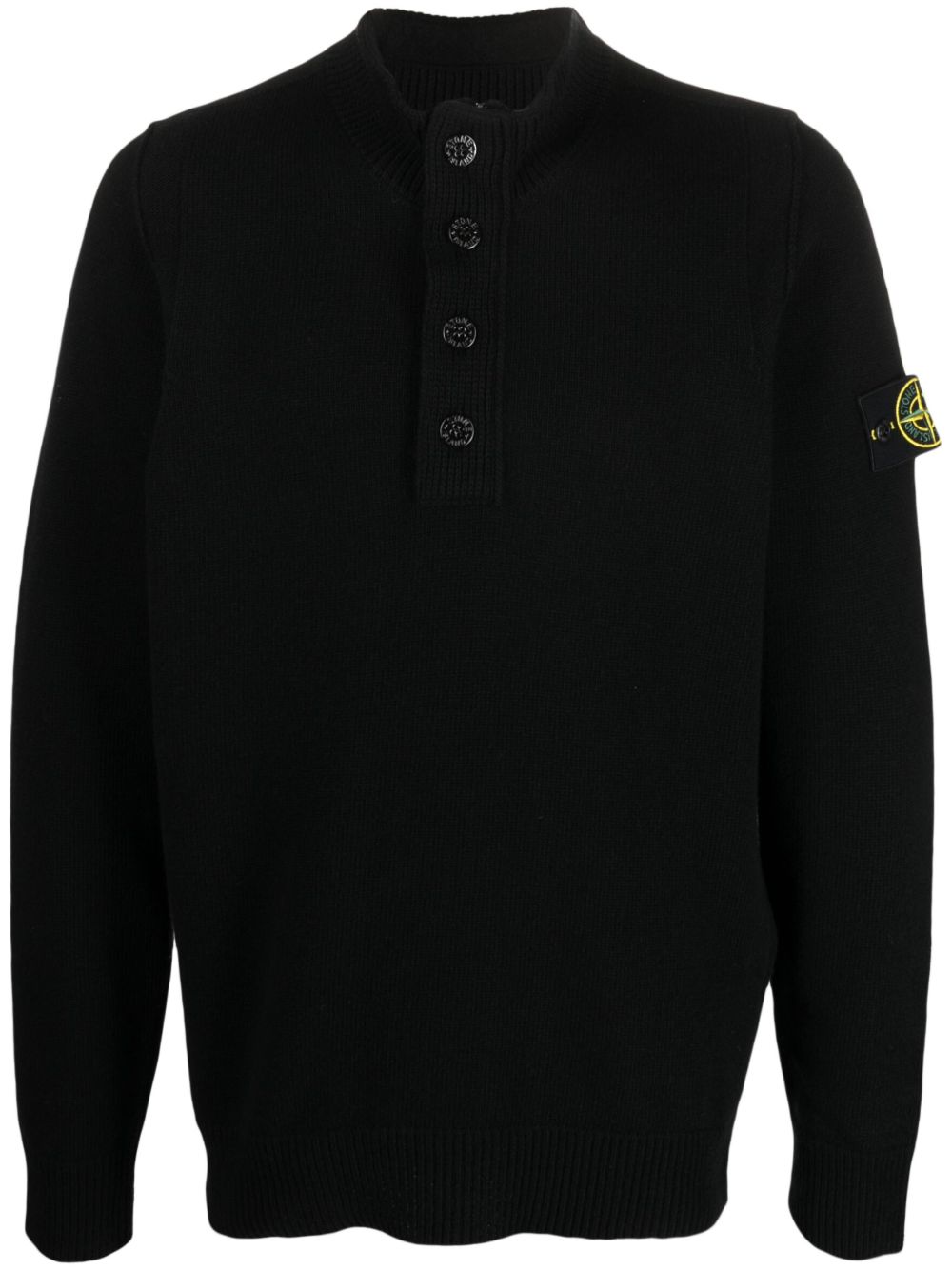 Stone Island 罗盘贴花排扣毛衣 - 黑色