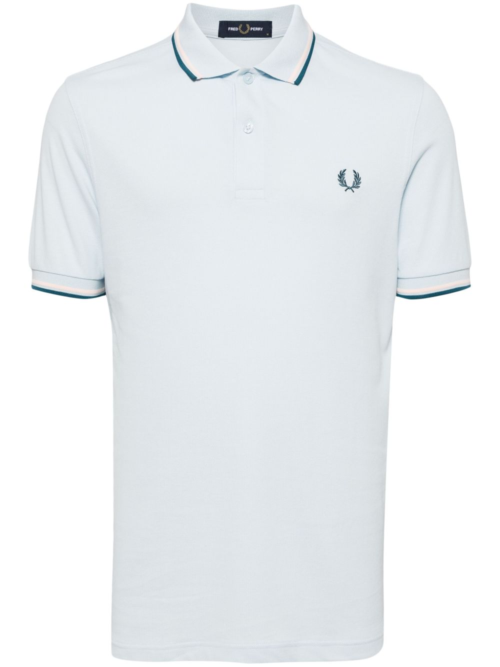 Fred Perry logo刺绣棉polo衫 - 蓝色